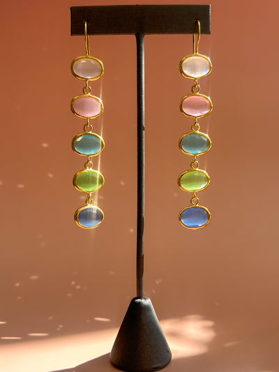 PASTEL CAT’S EYE DROP EARRINGS