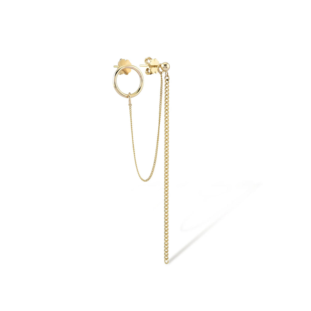 14K GOLD DOUBLE PIERCING CHAIN EARRINGS