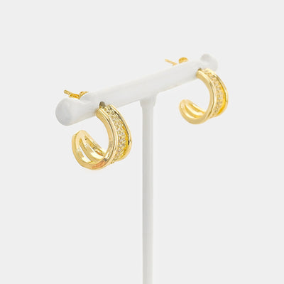 THREE LAYER HUGGIE EARRINGS