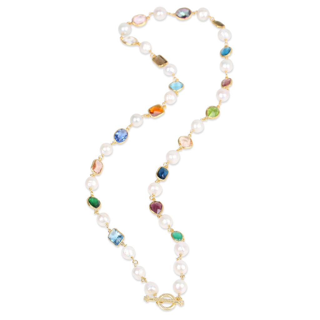 PEARL GEMSTONE LONG NECKLACE