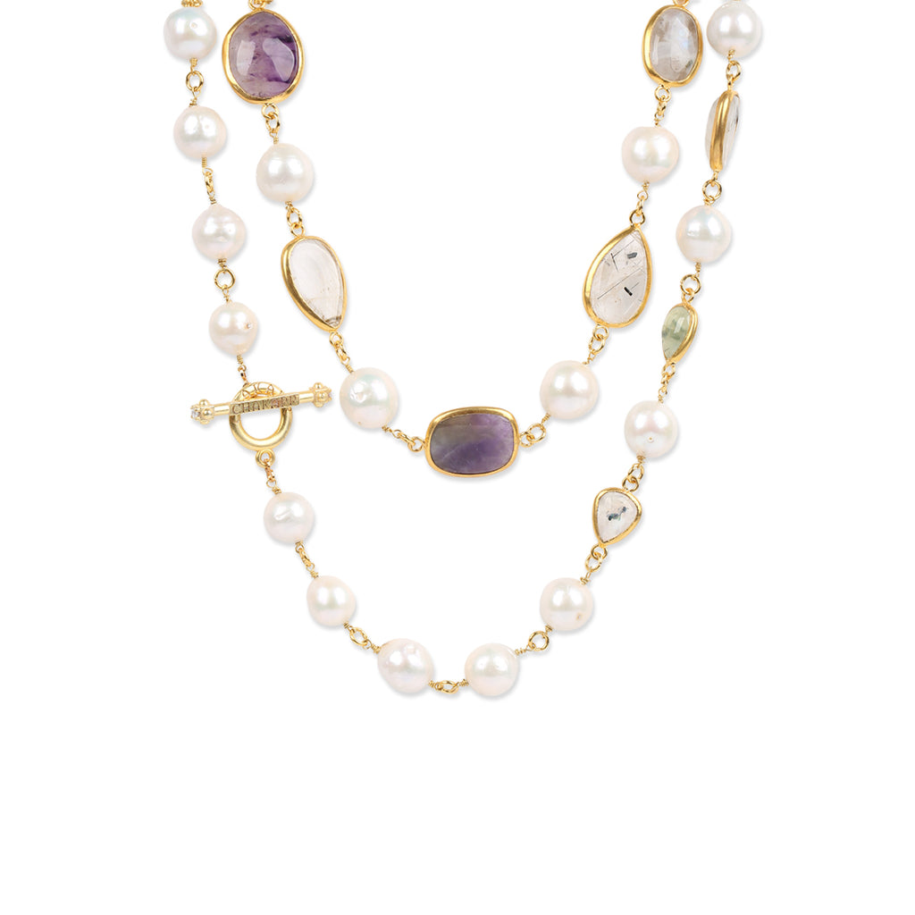 PEARL GEMSTONE LONG NECKLACE