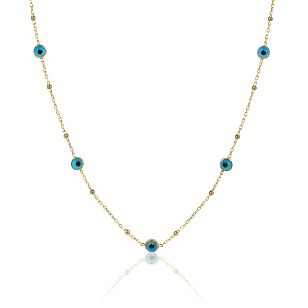 EVIL EYE STATION NECKLACE - GOLD