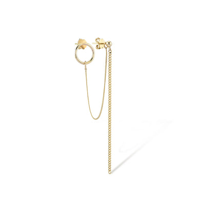 14K GOLD DOUBLE PIERCING CHAIN EARRINGS