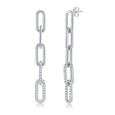 PAPERCLIP CHAIN EARRINGS, SILVER