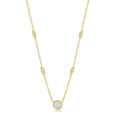 CZ STATION NECKLACE, GOLD