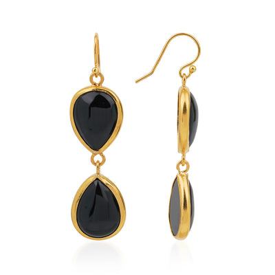 2-DROP ONYX EARRINGS