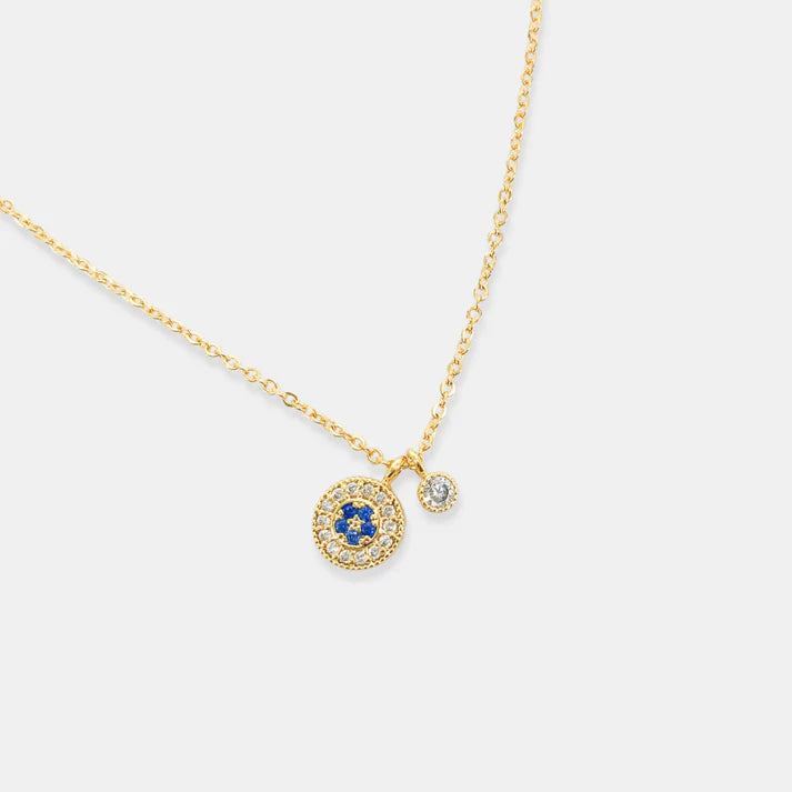 TINY EYE WITH STUD CHARM NECKLACE