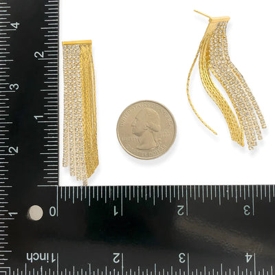 GOLD CZ FRINGE EARRINGS