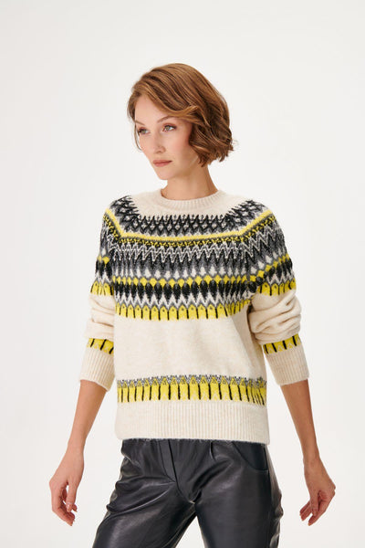 YELLOW & BLACK JACQUARD MULTI KNIT SWEATER