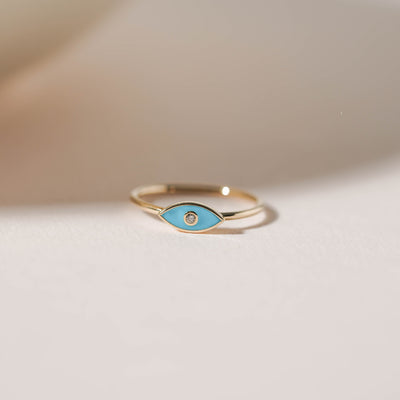 14K ENAMEL EYE RING