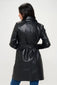 VEGAN LEATHER TRENCH COAT, BLACK