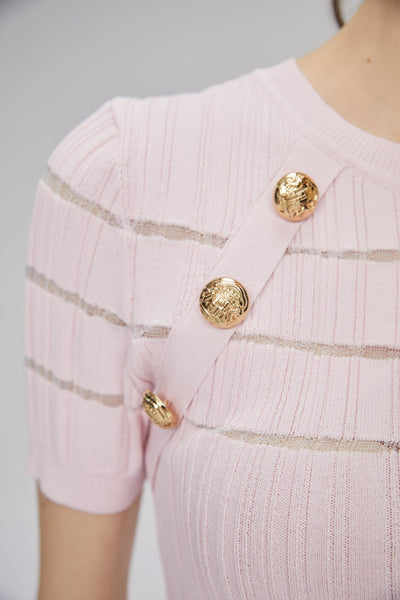 BUTTON DETAILED PINK BLOUSE