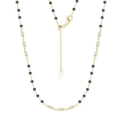 ENAMEL BEADED CHAIN NECKLACE WITH SPARKLE BEADS