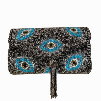 EVIL EYE CLUTCH WITH TASSEL