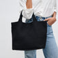 WOVEN MEDIUM TOTE, BLACK