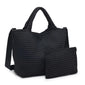 WOVEN MEDIUM TOTE, BLACK
