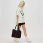 WOVEN MEDIUM TOTE, CHOCOLATE