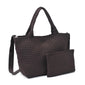 WOVEN MEDIUM TOTE, CHOCOLATE