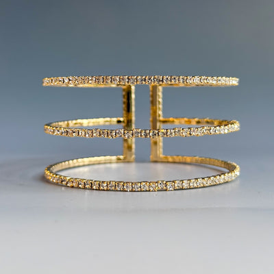 3 ROW CRYSTAL CUFF BRACELET