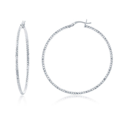 2" DIAMOND CUT SILVER HOOPS