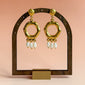 GOLD HEXAGON EARRINGS WITH PEARL DROPS