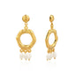 GOLD HEXAGON EARRINGS WITH PEARL DROPS