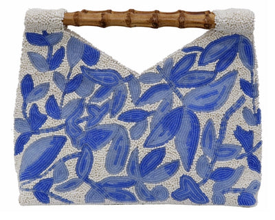 PERIWINKLE CUT OUT BAMBOO HANDLE CLUTCH