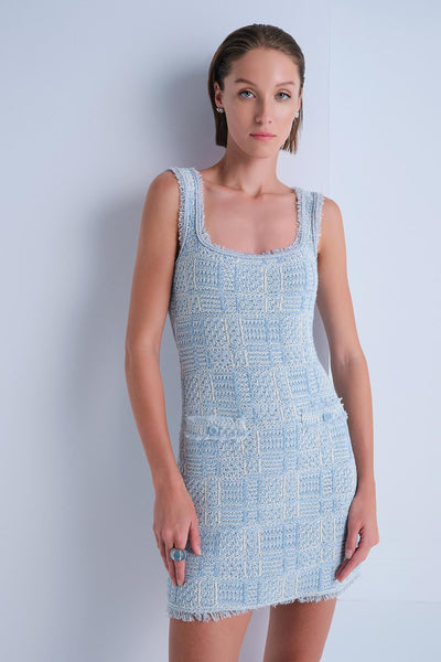 BLUE TWEED DRESS