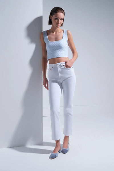 PATTERNED BLUE CROP TOP