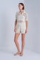 OPEN-KNIT LINED ECRU SHORTS