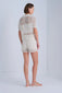 OPEN-KNIT LINED ECRU SHORTS