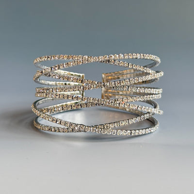 CROSS LINES CRYSTAL CUFF BRACELET (2 COLORS)