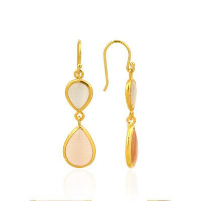 TWO-TONE CAT'S EYE DROP EARRINGS
