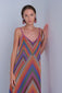 STRIPED MULTI MIDI KNIT DRESS