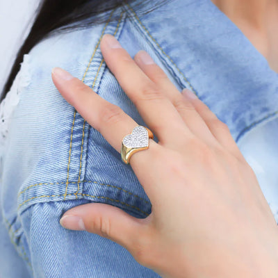 TWO TONE PAVÉ HEART RING