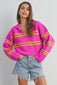 PINK LIME STRIPED SWEATER