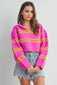 PINK LIME STRIPED SWEATER