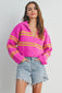 PINK LIME STRIPED SWEATER
