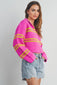 PINK LIME STRIPED SWEATER