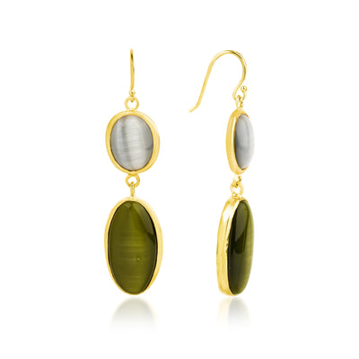 GREY & OLIVE COLOR BLOCK EARRINGS