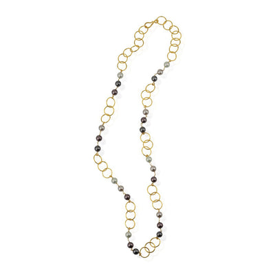 HANDMADE LONG CHAIN W/ MAJORCA PEARLS