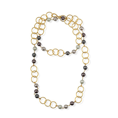 HANDMADE LONG CHAIN W/ MAJORCA PEARLS