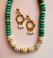 TURQUOISE & PEARL DISC NECKLACE
