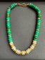 TURQUOISE & PEARL DISC NECKLACE