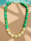 TURQUOISE & PEARL DISC NECKLACE