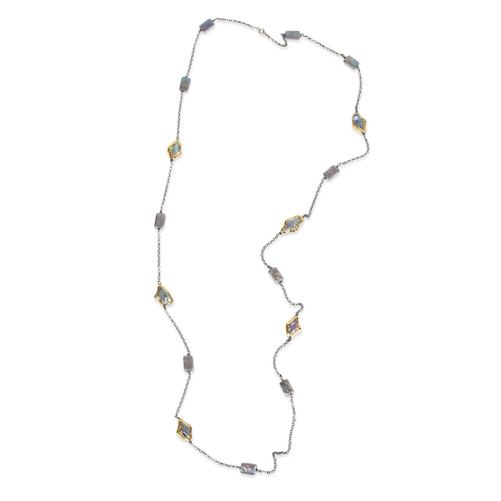 MOTHER OF PEARL STATION NECKLACE
