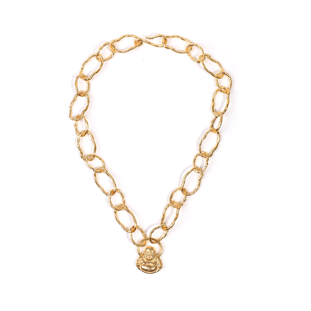 GOLD CHAINLINK WITH BUDDHA PENDANT