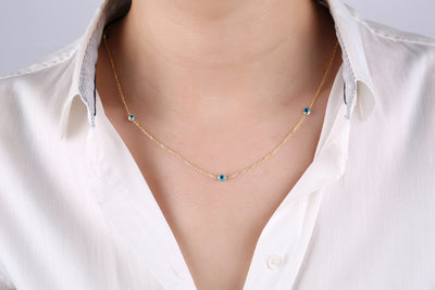 EVIL EYE STATION NECKLACE - GOLD