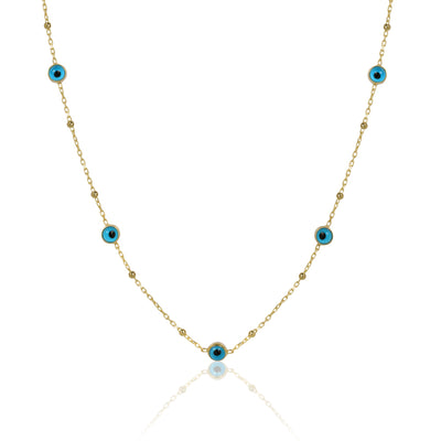 EVIL EYE STATION NECKLACE - GOLD