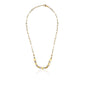 PEARL & GOLD PLATES ON PAPERCLIP CHAIN